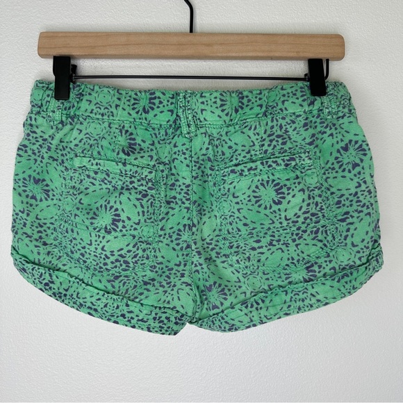 Y2K Mossimo Low Rise Shorts Sz S Green Blue Batik Drawstring 100% Cotton Micro - Picture 2 of 9